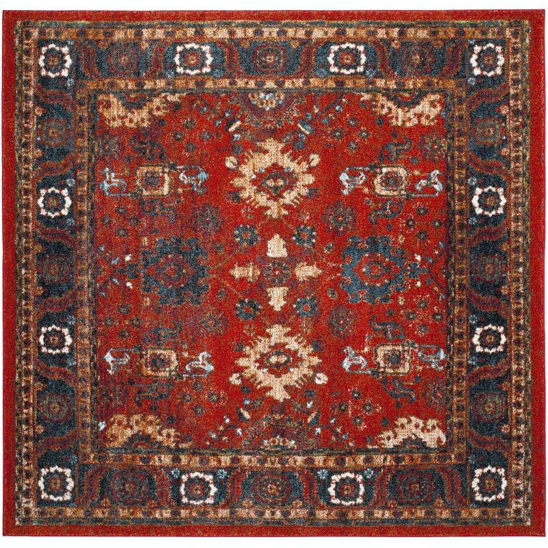 Vintage Hamadan VTH214 Power Loomed Indoor Area Rug - Orange/Blue - 6'7"x6'7" - Safavieh