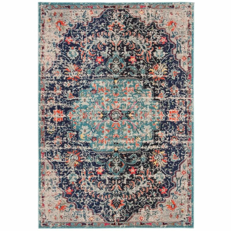 Madison MAD447 Power Loomed Indoor Accent Rug - Black/Teal - 3'x5' - Safavieh