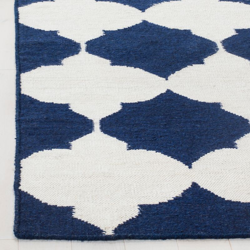 Dhurries DHU624 Hand Woven Area Rug - Navy/Ivory - 5'x8' - Safavieh.