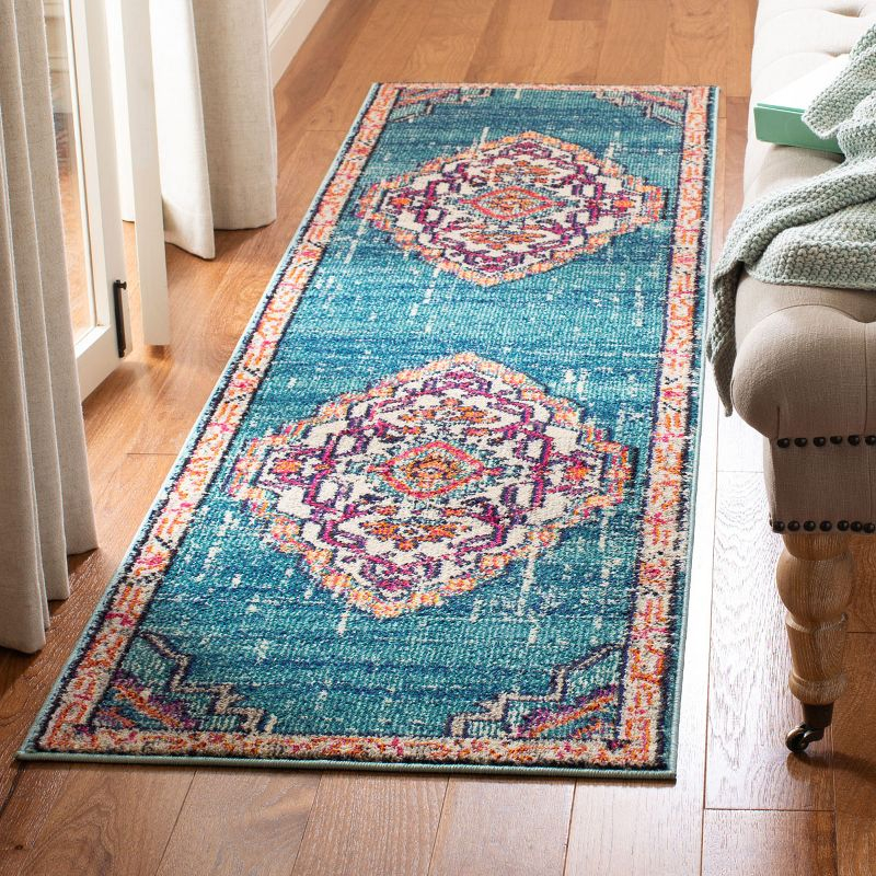 Monaco MNC254 Power Loomed Indoor Runner Rug - Blue/Multi - 2'2"x8' - Safavieh