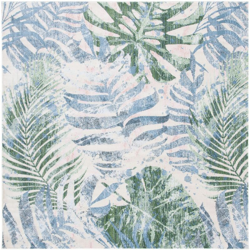Lillian LLN382 Power Loomed Area Rug - Green/Blue - 6'7"x6'7" - Safavieh.