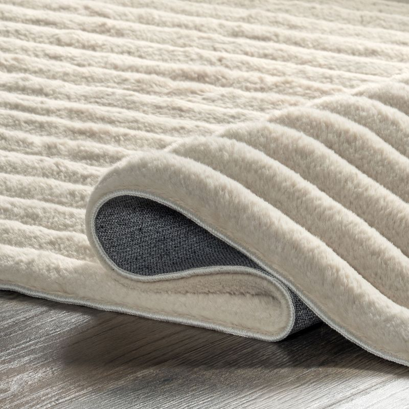nuLOOM 2' x 6' Cozy Plush SuperiorWash Area Rug, Machine Washable, Non-Slip, Soft Fluffy Shag Carpet for Living Room Bedroom Nursery, Kai Beige