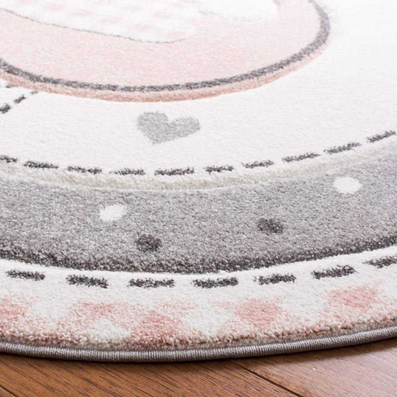 Carousel Kids CRK154 Power Loomed Area Rug - Pink/Ivory - 5'3" round - Safavieh.