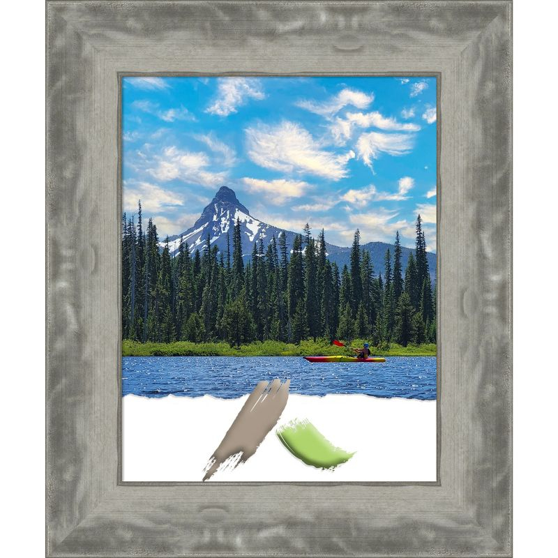 Amanti Art Waveline Silver Narrow Picture Frame Opening Size 11x14 in.