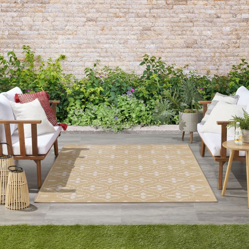 Nourison Essentials Moroccan Modern Indoor Outdoor Rug Beige Ivory 4' x 6'