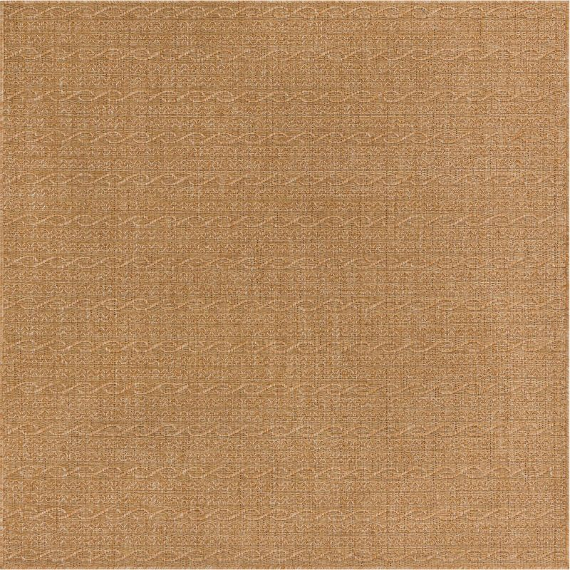 Unique Loom 6' 1 x 6' 1 Square Light Brown Outdoor Modern Links Area Rug