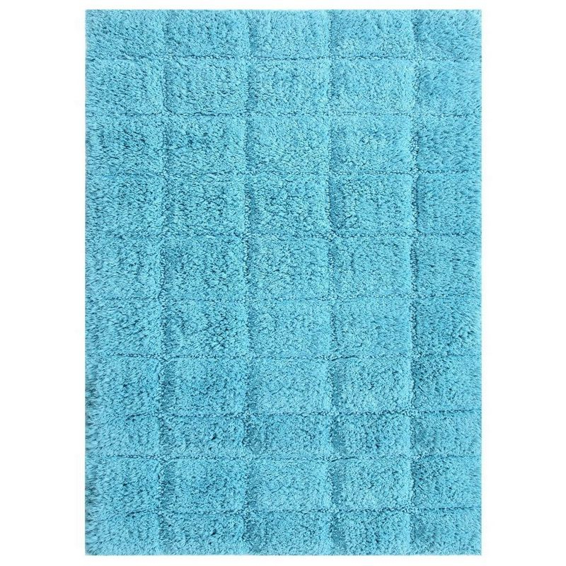 Knightsbridge Summer Tile 220 GSF Non Skid Back Bath Rug 21 x 34 - Aqua