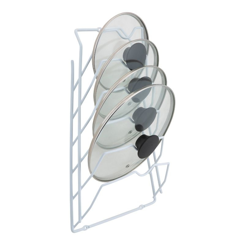 Organize It All Cabinet Door Lid Rack: Steel Kitchen Pot Rack, Under Cabinet Mount, White, 15.75" H x 18.11" D x 12.01" W