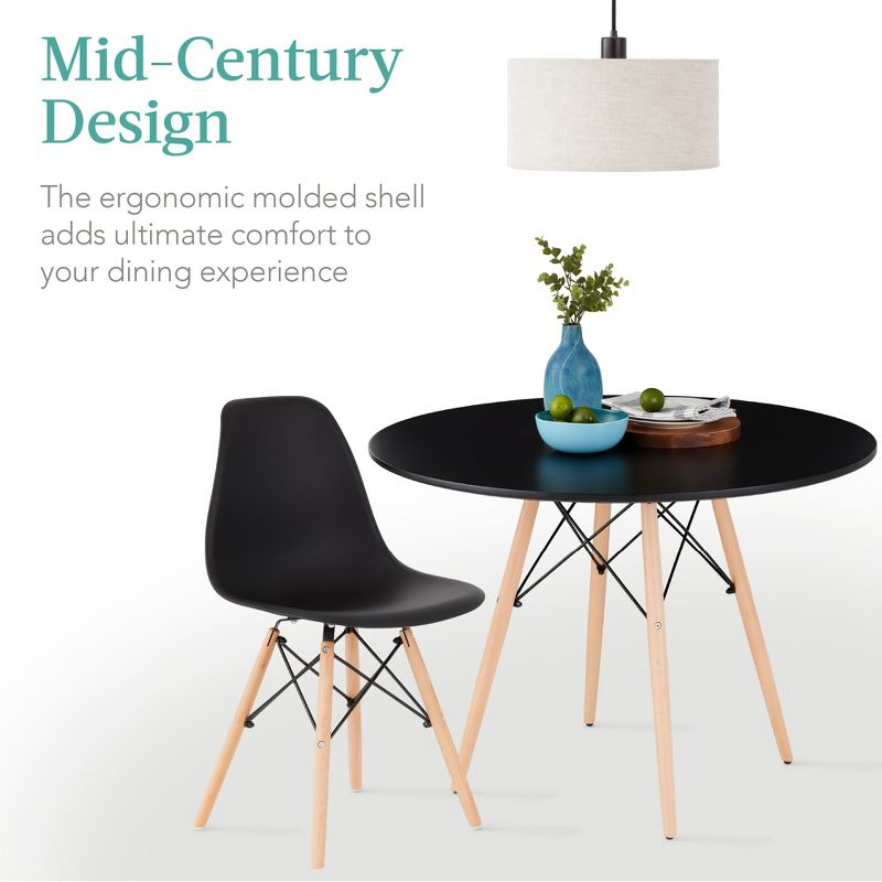 Best Choice Products 5-Piece Compact Mid-Century Modern Dining Set w/ 4 Chairs, Wooden Legs - Black/Oak