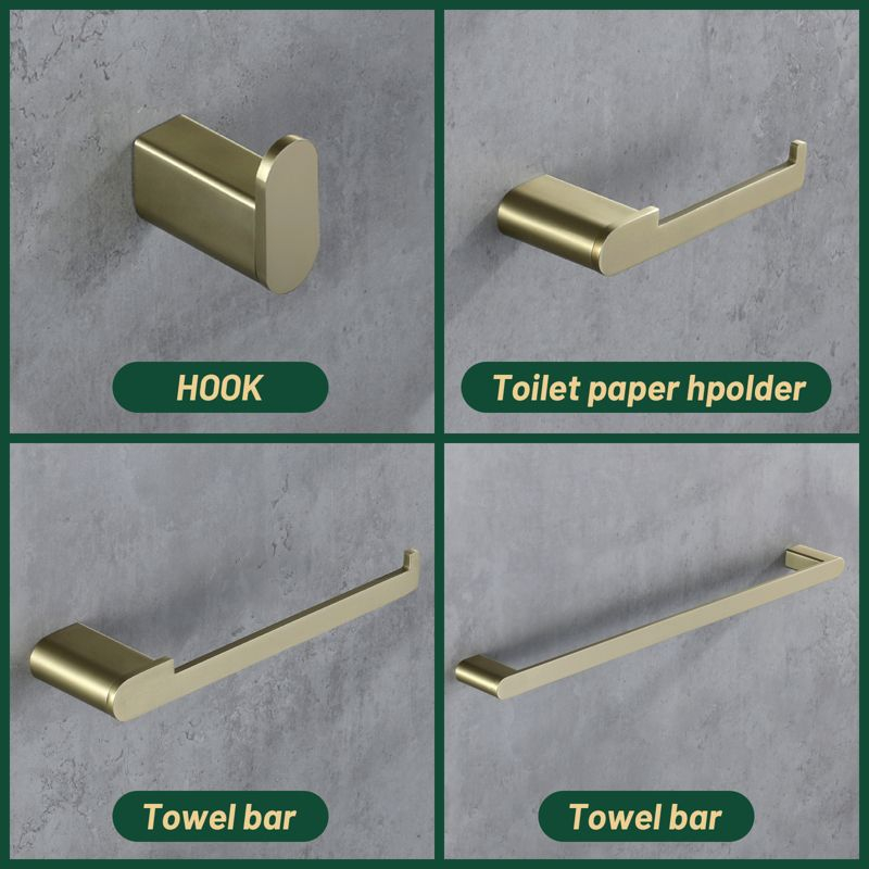 Cobbe Bathroom Hardware 4-Piece Set, Brushed Gold Bathroom Accessories Set with Towel Rack, Hand Towel Bar, Towel Hook, Toilet Paper Holder