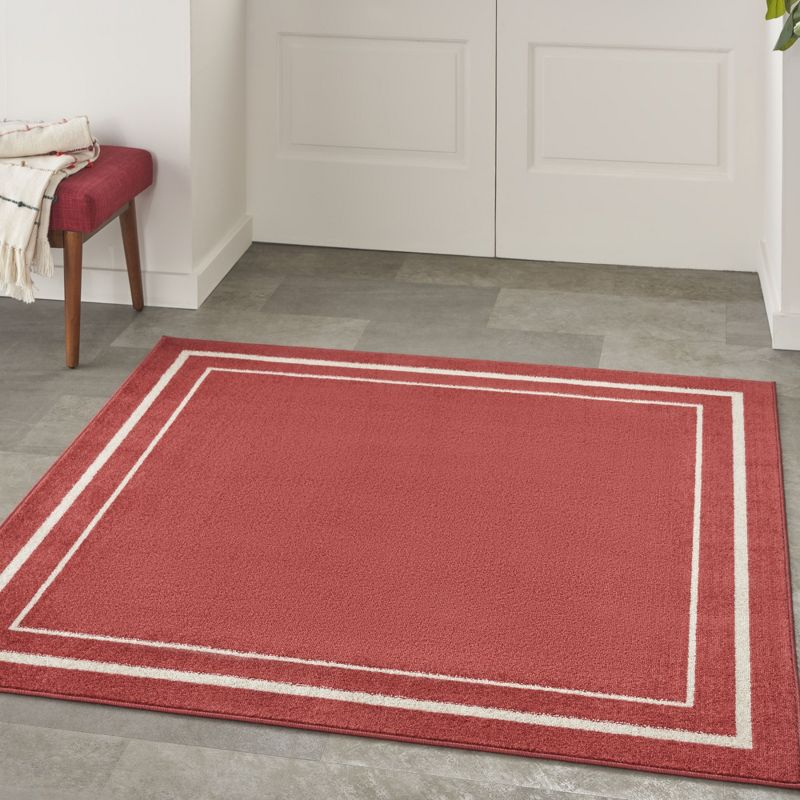 Nourison Essentials 5' x square Brick/Ivory Contemporary Indoor/Outdoor Rug