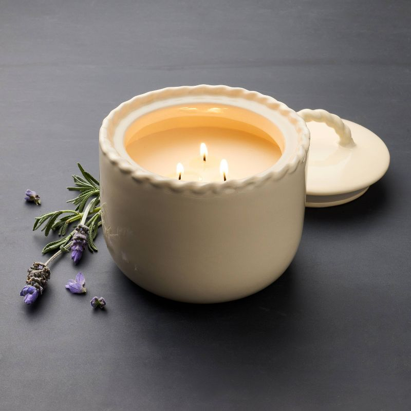 3-Wick 18oz Ceramic Jar Candle with Lid Lavender Blanc - Threshold™ designed with Studio McGee