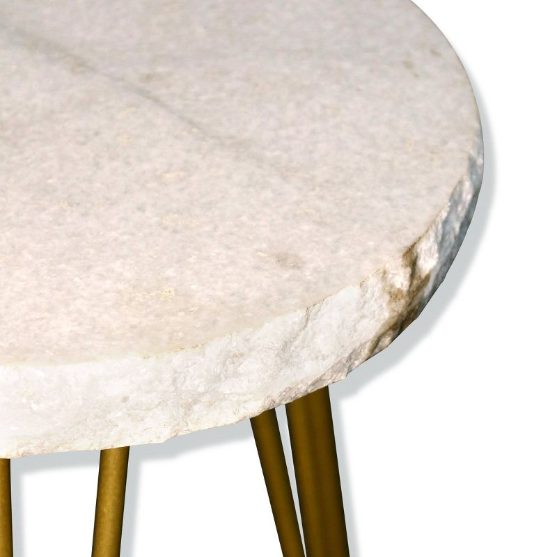 StyleCraft Small Brass Tripod Legs Round Side Table: Modern Marble Top, Iron Frame, 21" Height