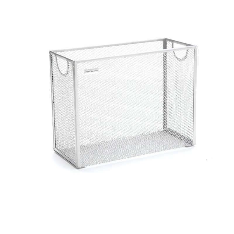 Mind Reader Metal Mesh File Organizer Storage Basket for Letters, White