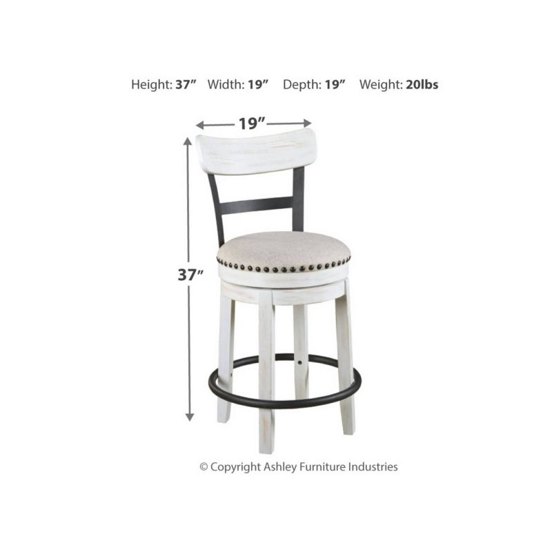 Signature Design by Ashley Valebeck Upholstered Swivel Counter Height Barstool White: Kitchen & Dining Furniture, Curved Back