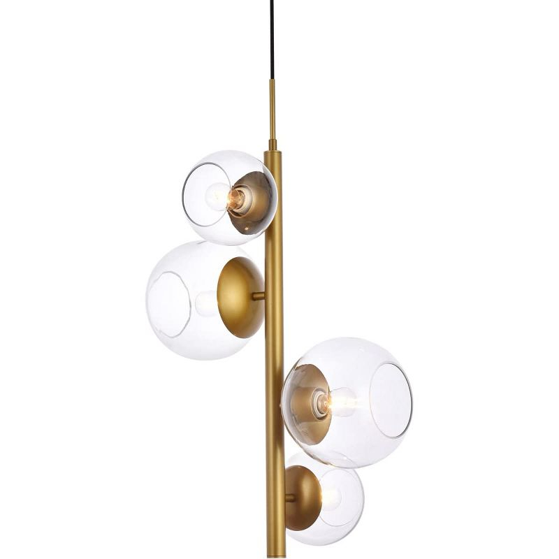 Elegant Lighting Wells 18 inch pendant in brass with clear shade