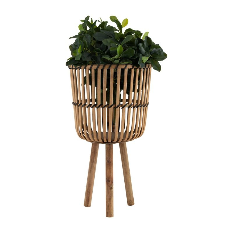 Set of 3 26"/22"/19" Bamboo Footed Planters Natural - Sagebrook Home