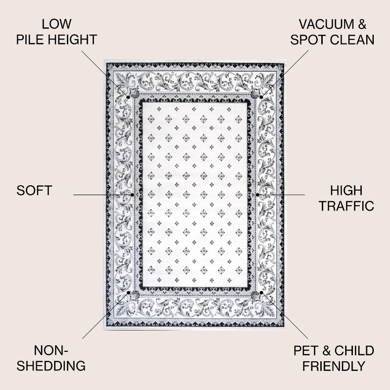 3'x5' Acanthus French Border Area Rug, Cream/Light Gray - JONATHAN Y