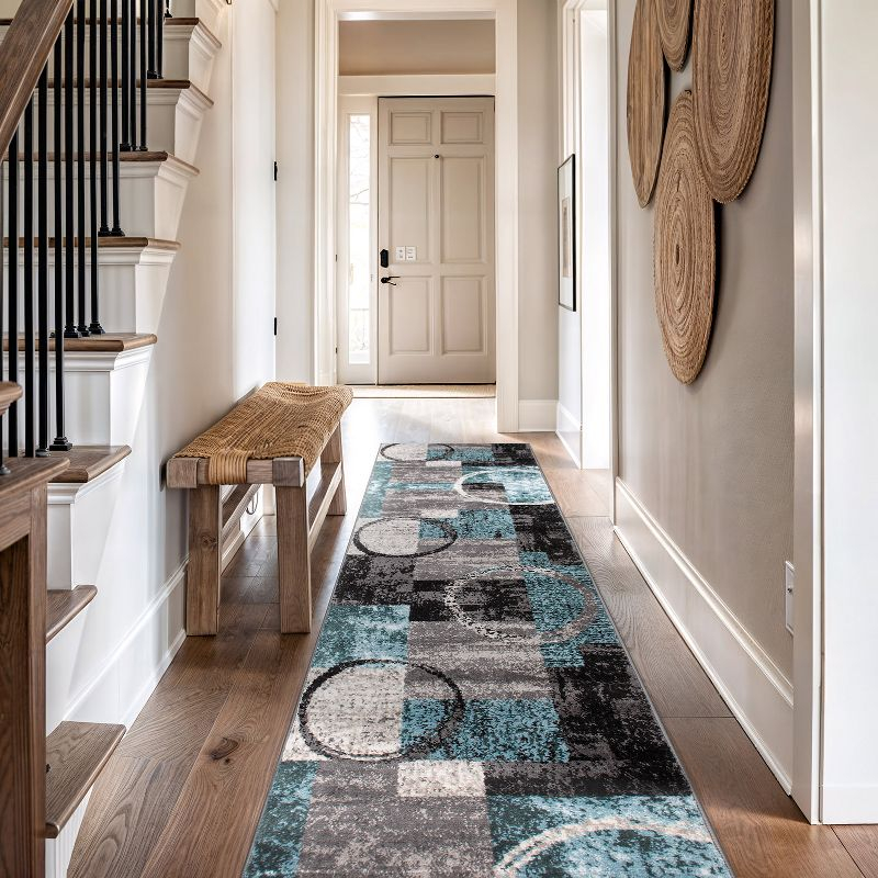 World Rug Gallery Abstract Circle Area Rug - GRAY 2'7"x10'