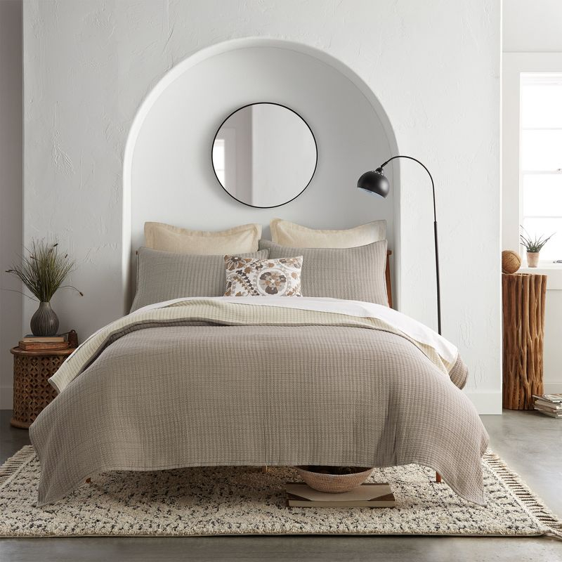 Caden Cotton Gauze Taupe Coverlet - One Full/Queen Coverlet - Levtex Home