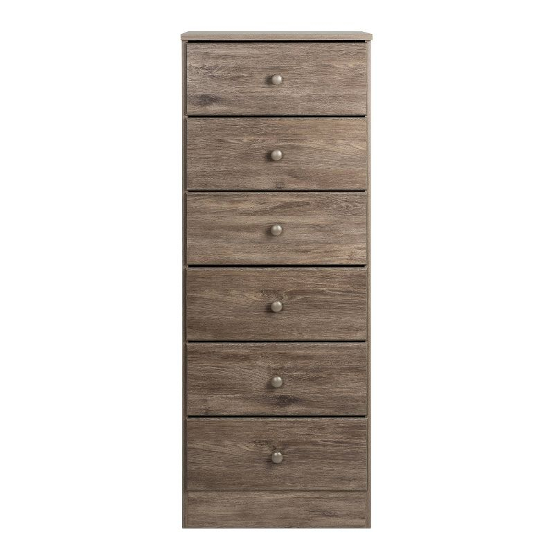 Astrid 6 Drawer Tall Chest Drifted Gray - Prepac: Space-Saving Storage for Small Rooms