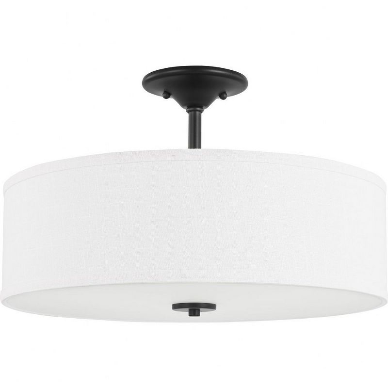 Progress Lighting, Inspire Collection, 3-Light Semi-Flush Mount, Graphite, Summer Linen Shade
