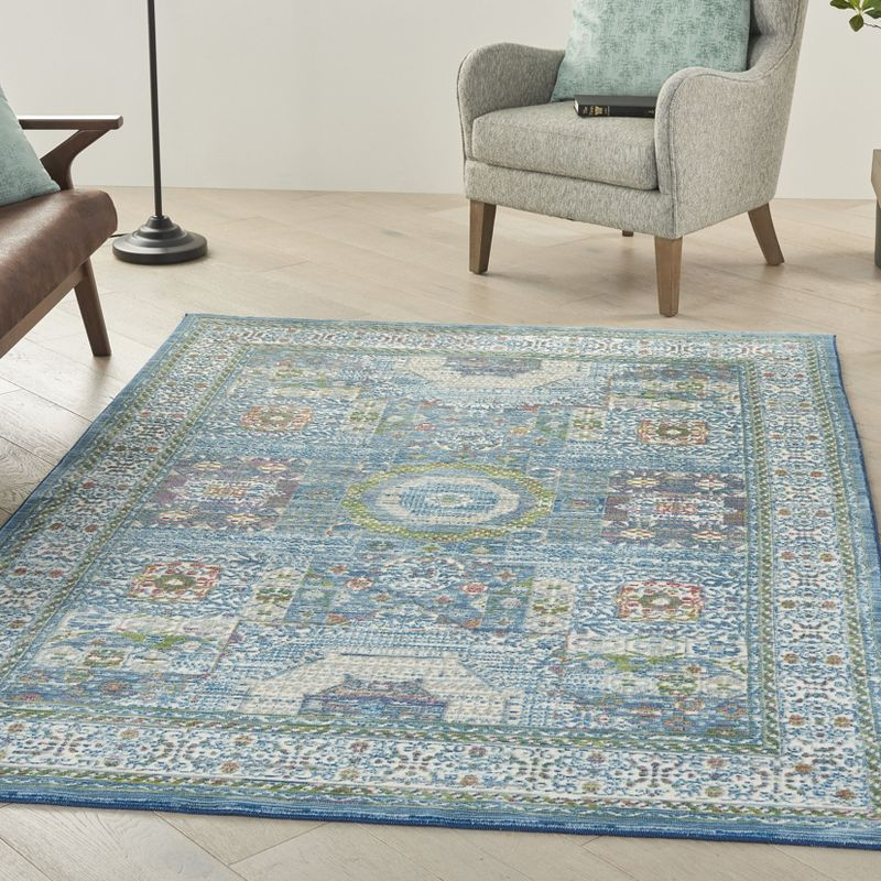 Nourison Global Vintage GLB17 Indoor only Area Rug - Ivory Light Blue 4' x 6'