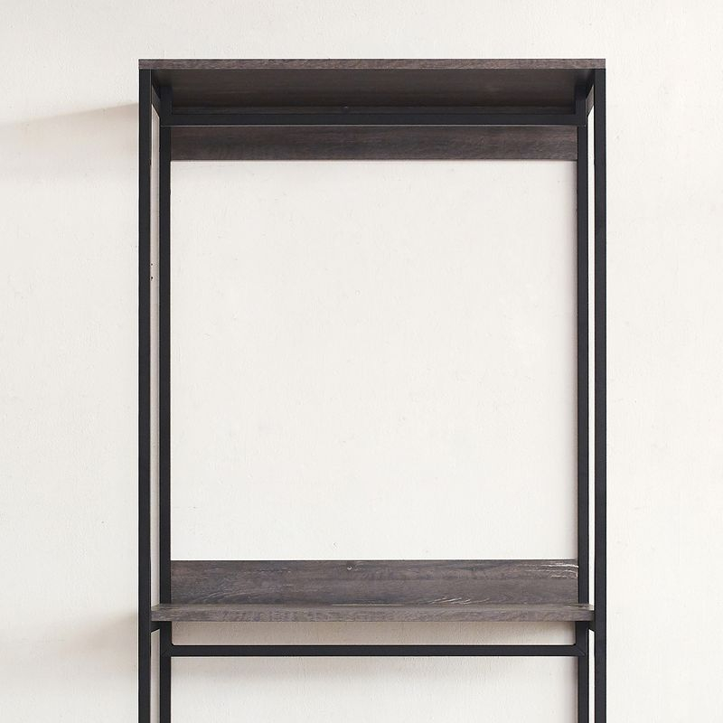 AndMakers Monica Farmhouse Industrial Wood Walk-in Closet with Two Shelves in Rustic Gray