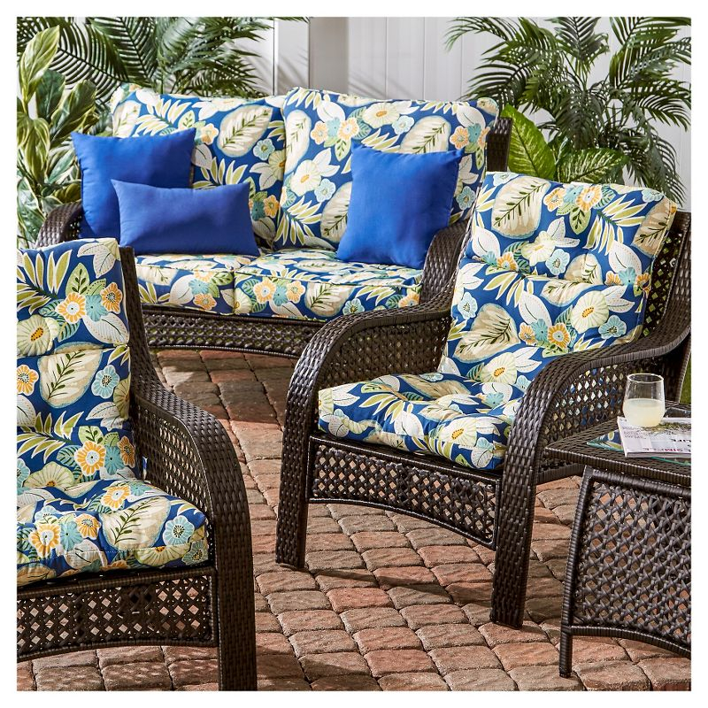 Kensington Garden 2pc 24"x22" Floral Outdoor Seat and Back Chair Cushion Set Marlow: Water & Stain Resistant, Reversible