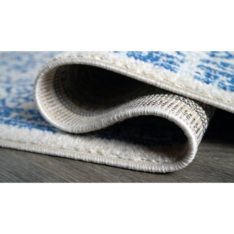 3'x5' Ferro Filigree Charcoal Black and White Area Rug, Cream/Blue - JONATHAN Y