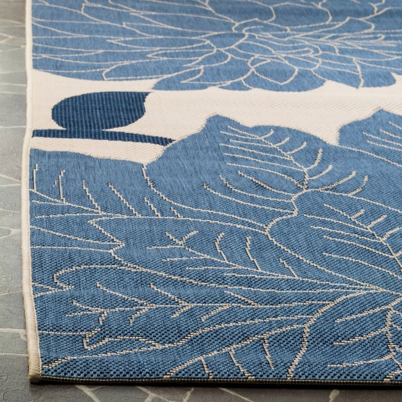 Courtyard CY7321 Power Loomed Indoor and Outdoor Area Rug - Beige/Blue - 4'x5'7" - Safavieh