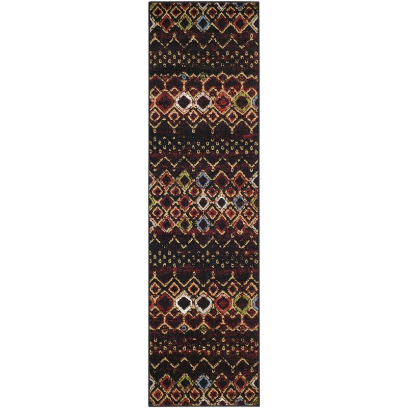 Amsterdam AMS108 Power Loomed Indoor Runner Rug - Black/Multi - 2'3"x10' - Safavieh