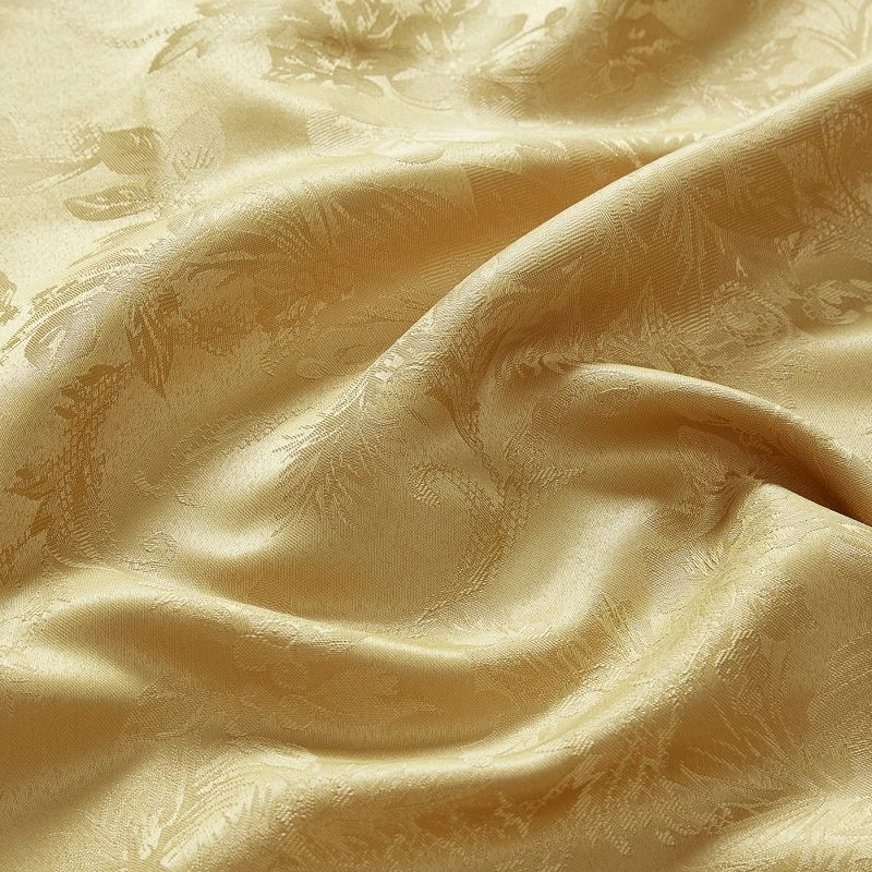 Poinsettia Elegance Jacquard Holiday Tablecloth - 52" Square - Gold - Elrene Home Fashions
