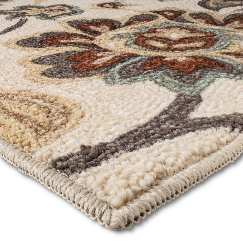 Maples 2'6"x3'10" Washable Paisley Floral Accent Rug Tan