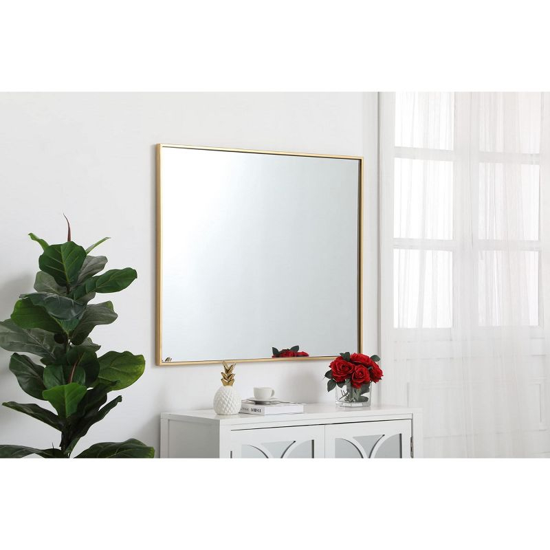 Elegant Lighting Metal frame rectangle mirror 30 inch in Brass
