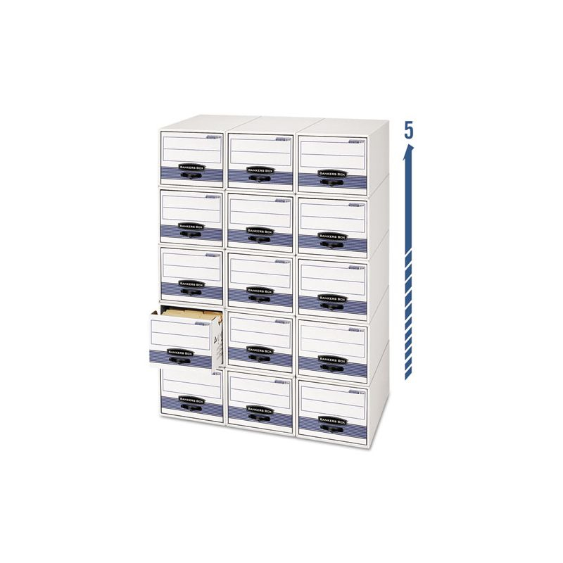 Bankers Box STOR/DRAWER STEEL PLUS Extra Space-Savings Storage Drawers, Letter Files, 14" x 25.5" x 11.5", White/Blue, 6/Carton