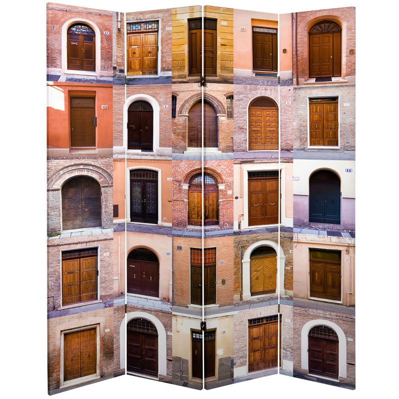 6' Tall Double Sided Doors Canvas Room Divider 4 Panel - Oriental Furniture: Gallery Quality, No Assembly Required