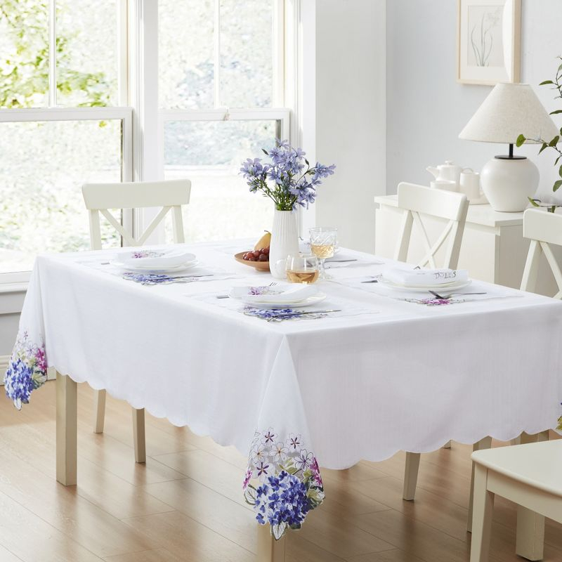 Spring Hydrangea Floral Cutwork Tablecloth - Multicolor - 60x102 - Elrene Home Fashions