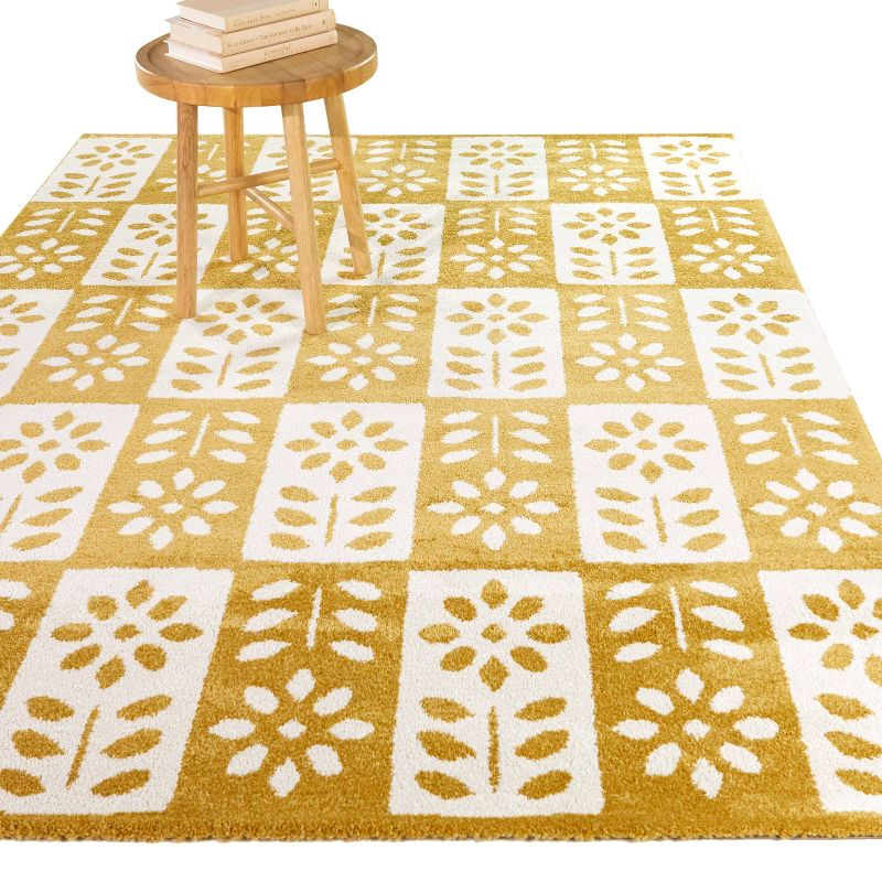 Balta Rugs 7' 10" x 10' Kids' Karol Modern Floral Gold: Kids Bedroom Area Rug, Fade & Stain-Resistant, OEKO-TEX Certified