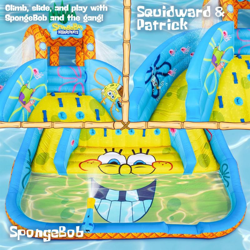 Sunny & Fun SpongeBob Ultra Climber Inflatable Water Slide with Climbing Wall, Two Slides & More!