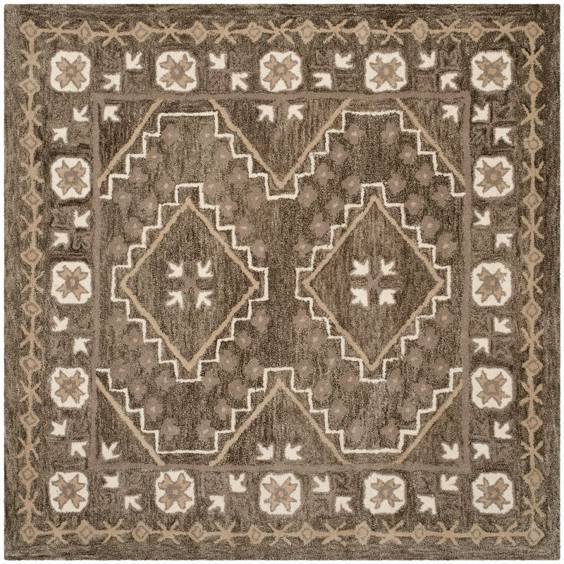 Bella BEL672 Hand Tufted Area Rug - Brown/Taupe - 5'x5' - Safavieh.