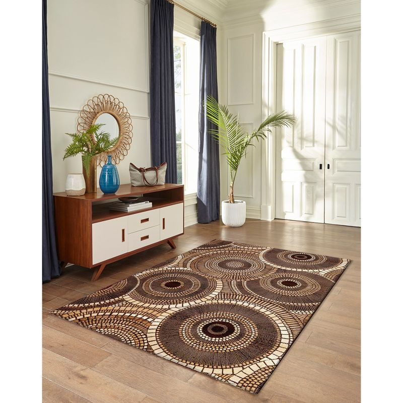 Liora Manne Marina Circles Indoor/Outdoor Rug Brown 3'3" x 4'11"