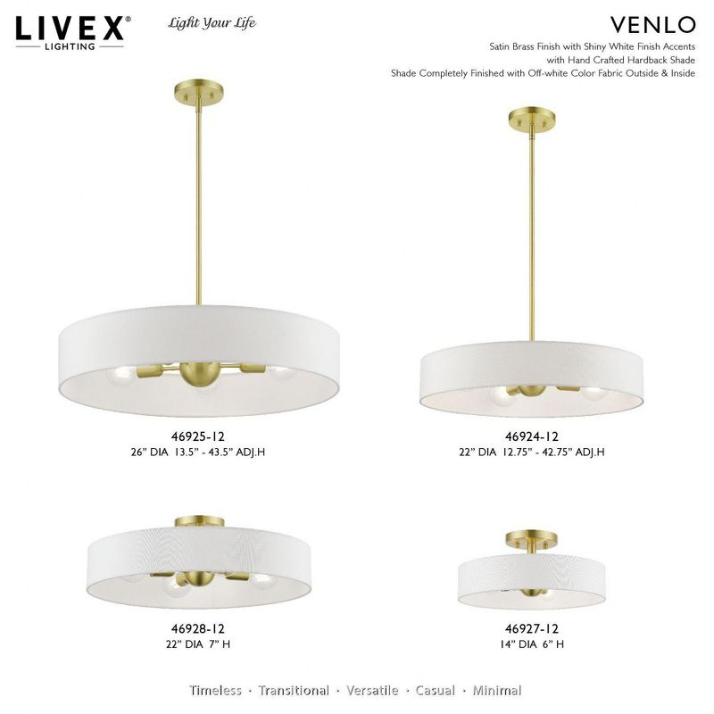 Livex Lighting Venlo 5 - Light Pendant in  Satin Brass/Shiny White
