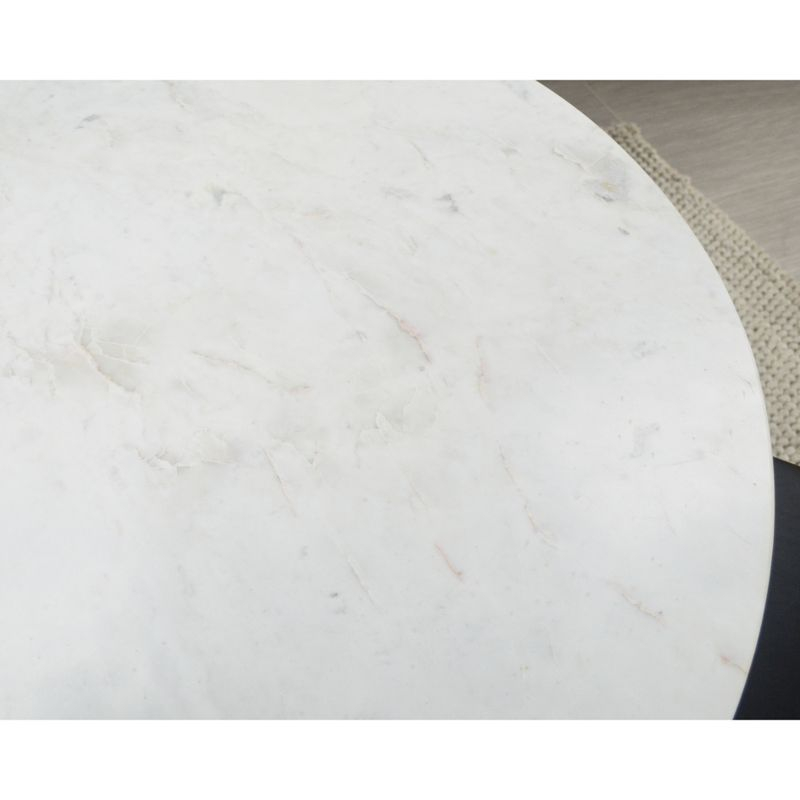 Carolina Living 40" Zaha Round Marble Top Dining Table Black/White: Pedestal Base, Seats 4