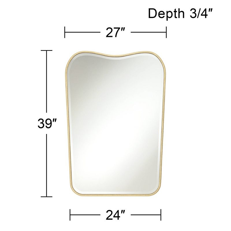Noble Park Dipping Top Rectangular Vanity Wall Mirror Modern Beveled Matte Gold Frame 27" Wide for Bathroom Bedroom Living Room Home House Office