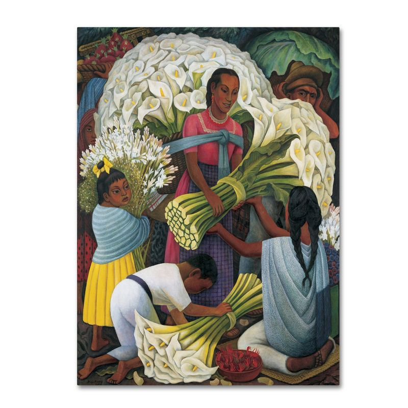 Trademark Fine Art - 14"x19" Diego Rivera 'The Flower Vendor' Canvas Art