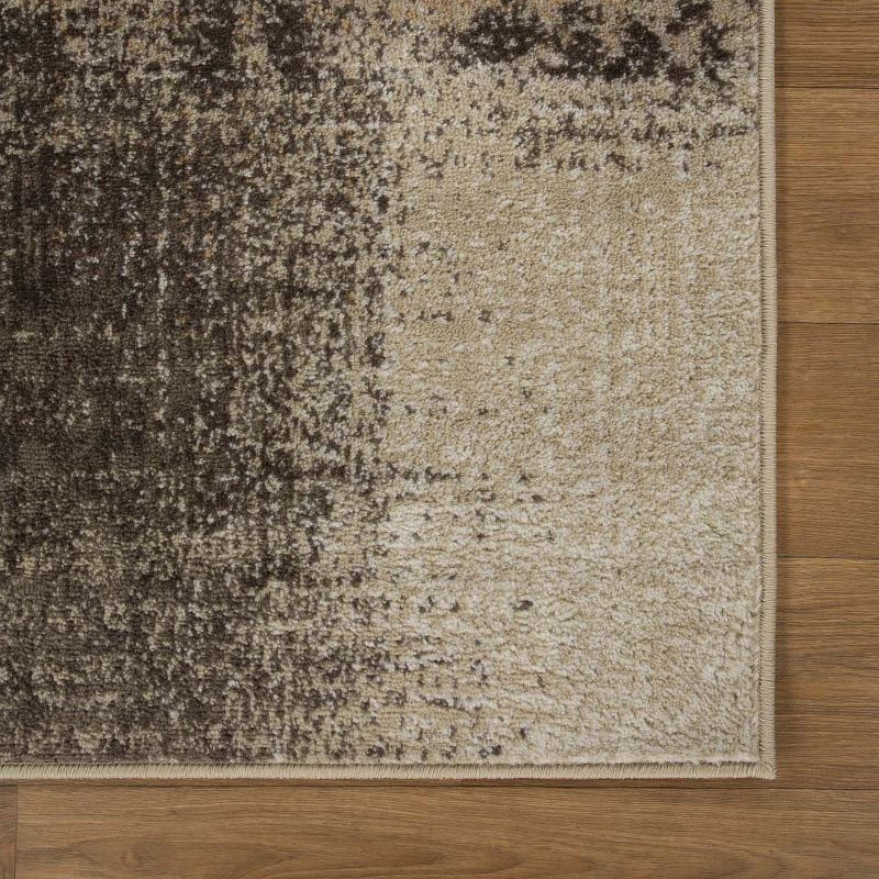 Distressed Abstract Damask Indoor Area Rug, 4'x6', Beige-Camel - Blue Nile Mills