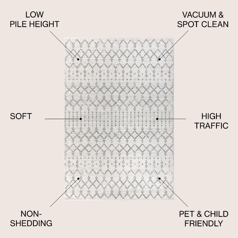 JONATHAN Y Moroccan HYPE Boho Vintage Diamond Cream/Gray 8 ft. x 10 ft. Area Rug