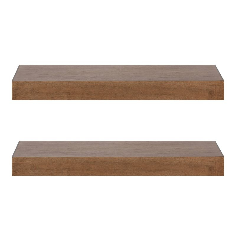 Kate & Laurel All Things Decor 2pc 24" Havlock Wood Shelf Set Rustic Brown: No Assembly, Open Design