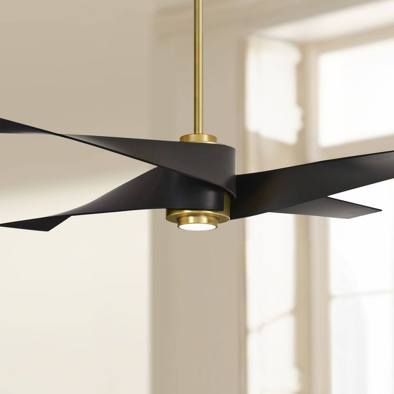64" Minka Aire Modern Indoor Ceiling Fan with LED Light Remote Control Soft Brass Matte Black for Living Room Kitchen Bedroom Home
